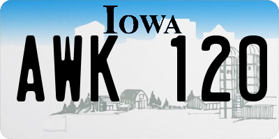 IA license plate AWK120