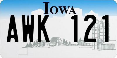 IA license plate AWK121