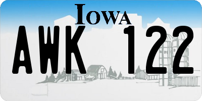 IA license plate AWK122
