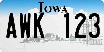 IA license plate AWK123