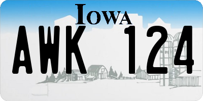 IA license plate AWK124