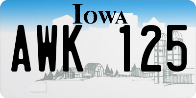 IA license plate AWK125