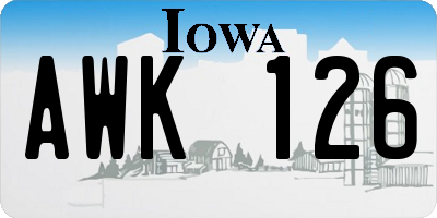 IA license plate AWK126