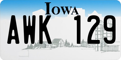 IA license plate AWK129