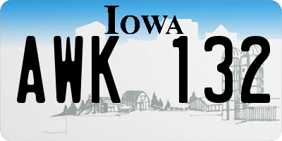IA license plate AWK132