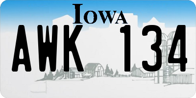 IA license plate AWK134
