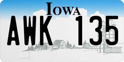 IA license plate AWK135