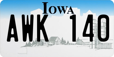 IA license plate AWK140