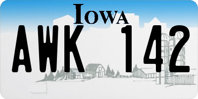 IA license plate AWK142