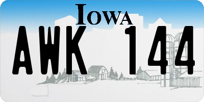 IA license plate AWK144