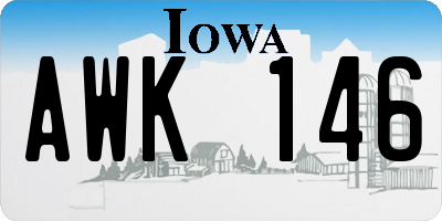 IA license plate AWK146