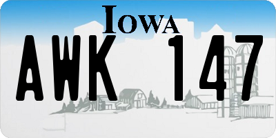 IA license plate AWK147