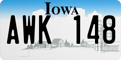 IA license plate AWK148