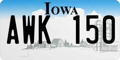 IA license plate AWK150