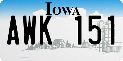 IA license plate AWK151