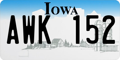 IA license plate AWK152