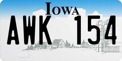 IA license plate AWK154