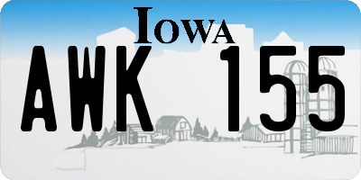 IA license plate AWK155