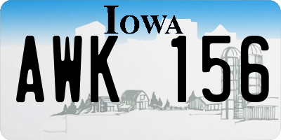 IA license plate AWK156