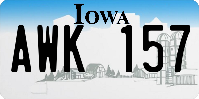 IA license plate AWK157