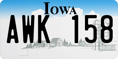 IA license plate AWK158