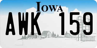 IA license plate AWK159
