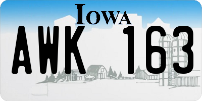 IA license plate AWK163