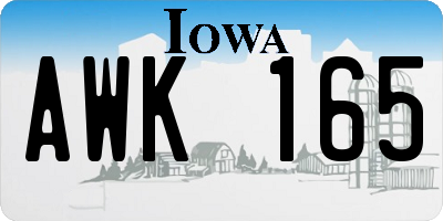 IA license plate AWK165