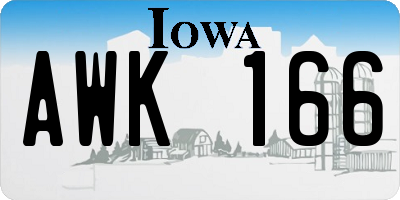 IA license plate AWK166