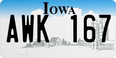 IA license plate AWK167