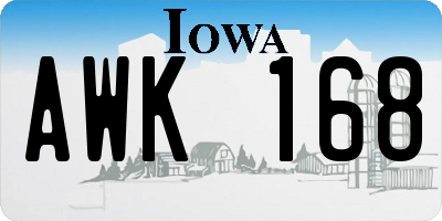 IA license plate AWK168