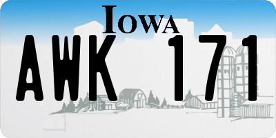IA license plate AWK171
