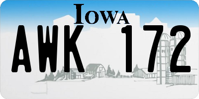 IA license plate AWK172