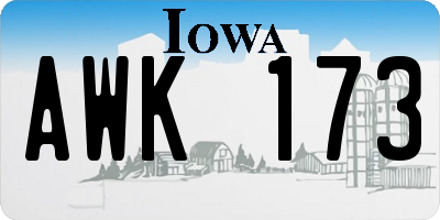 IA license plate AWK173
