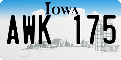 IA license plate AWK175
