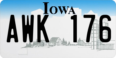 IA license plate AWK176