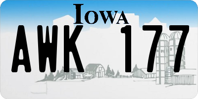IA license plate AWK177