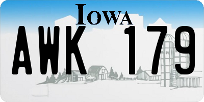 IA license plate AWK179