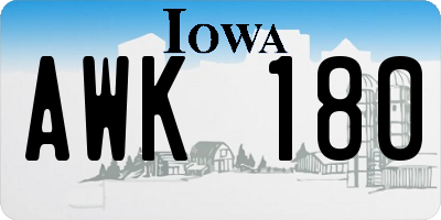 IA license plate AWK180