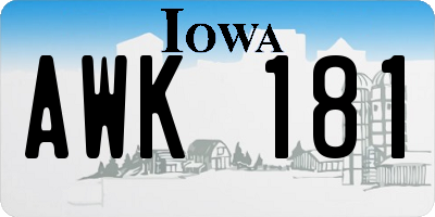 IA license plate AWK181