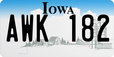 IA license plate AWK182