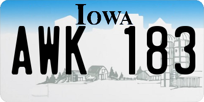 IA license plate AWK183