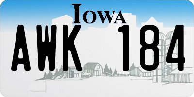 IA license plate AWK184