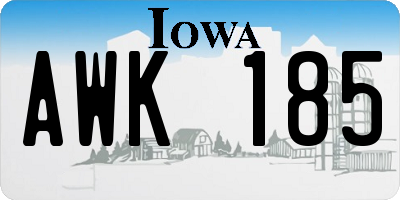 IA license plate AWK185