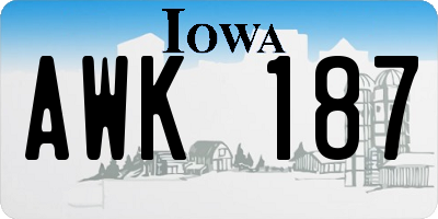 IA license plate AWK187