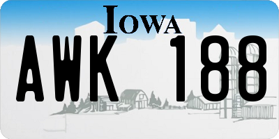 IA license plate AWK188
