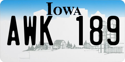 IA license plate AWK189