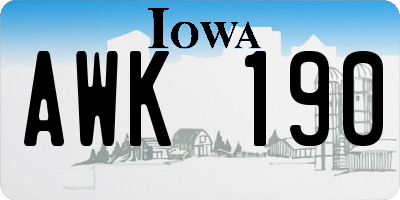 IA license plate AWK190