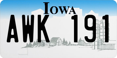 IA license plate AWK191