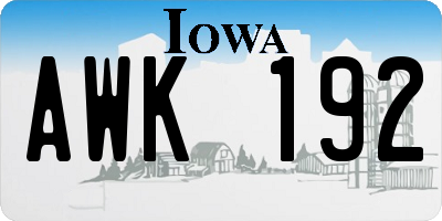 IA license plate AWK192